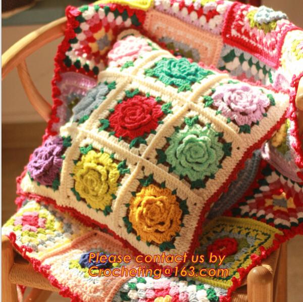 Handmade 100% Cotton Dimensional Flower Crochet Pillow Cushion Cover Decorative Cushion We