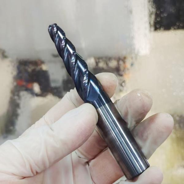 Customized HF25 Carbide Taper End Mill Cutter 4 Degree For Deep Cavity Slope Cutting