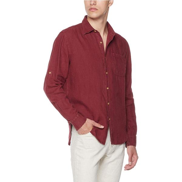 Vintage Large Thin Mens Casual Linen Shirts Long Sleeve Woven