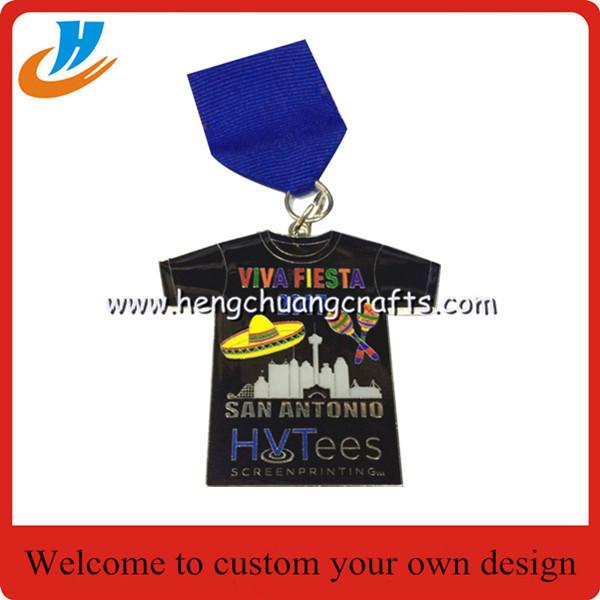 Soccer medals,ribbon metal medal with color fill/football metal medal with custom