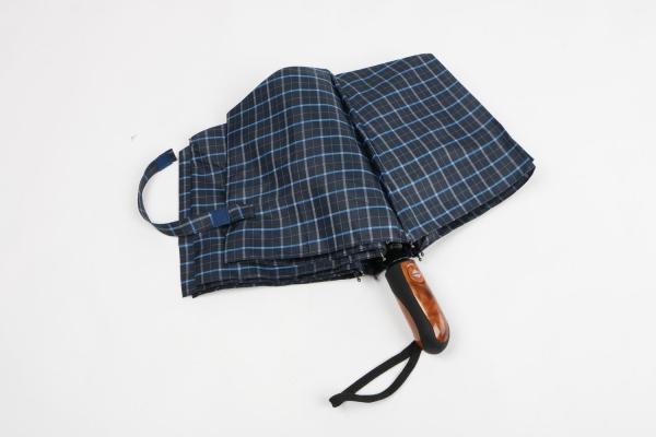 Fully Auto 3 Compact Golf Umbrella , 27 Inches Mens Golf Umbrella Blue Plaid Canopy