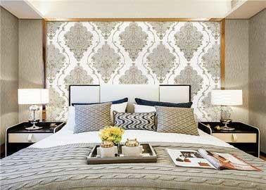 Elegant Luxury PVC Waterproof Wallpaper Damask Designs For Walls , Vinyl Material