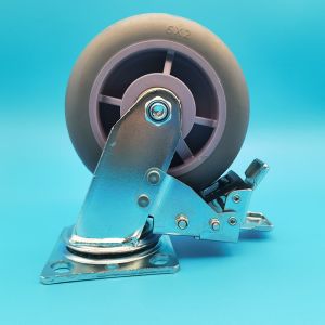 Shock Absorbing Casters PU TPR Wheels Non-Marking Industrial Casters 5'' Swivel  castor  Hospital bed trolleys