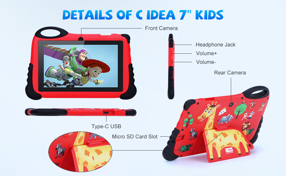 C Idea Android 13 Kids Tablet 4+32GB Учебный планшет для студентов Двойная камера CM92
