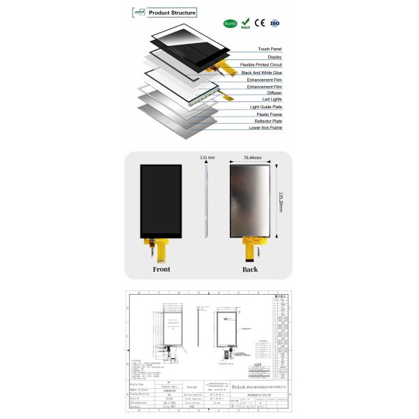 Polcd MIPI Interface 5.5 Inch Small Color Display Panel Capacitive Touch Screen TFT LCD Module