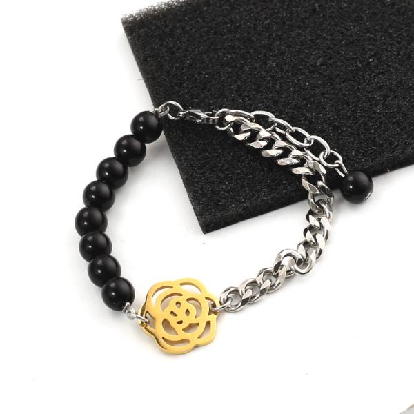 String pearl bracelet women's hollowed out rose small accessories fashion black agate beaded necklace Yiwu wholesale