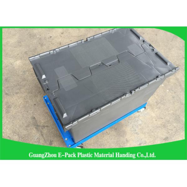 Durable Plastic Storage Bins With Lids / Attached Lid Distribution Containers
