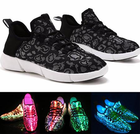 Woven Upper Shining Fiber Optic LED Shoes Remote Control Led Sneakers For Adults