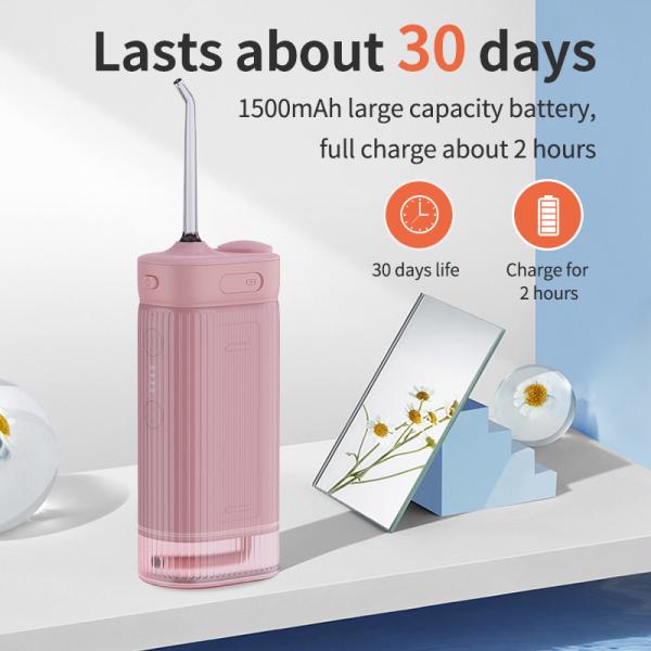 Electric Wireless Water Flosser Portable Rechargeable With 4 Nozzles