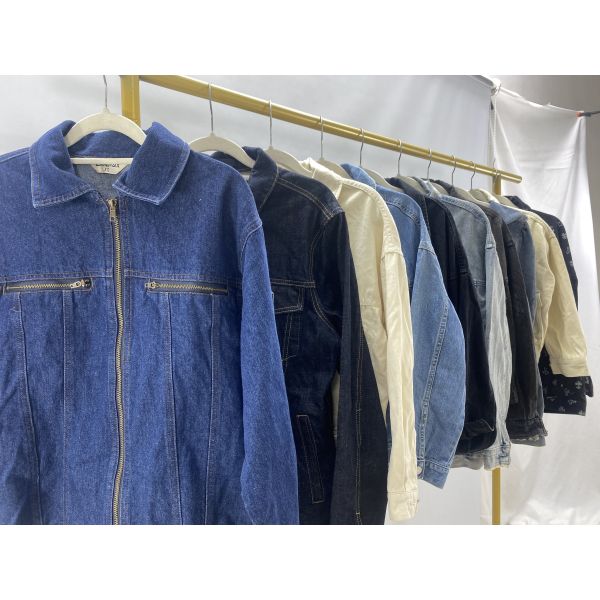 Slim Fit Second Hand Denim Jacket Shirt Mixed Size Fashionable Outerwear Used Clothing