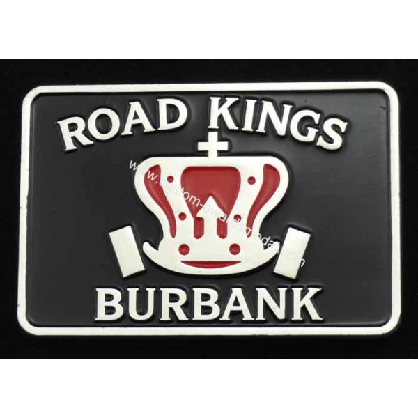 Iron / Brass / Zinc Alloy Road Kings Badge with Misty Nickel Plating, Soft Magnet On Back Side