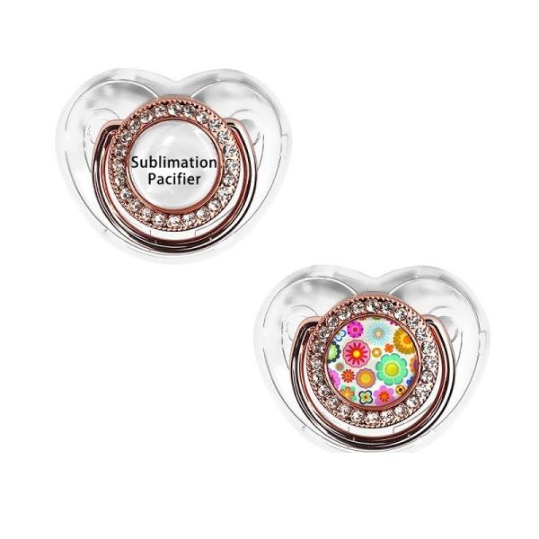Personalized Bling Sublimation Pacifier Blanks With Chain Custom Photo Baby Pacifier Holder