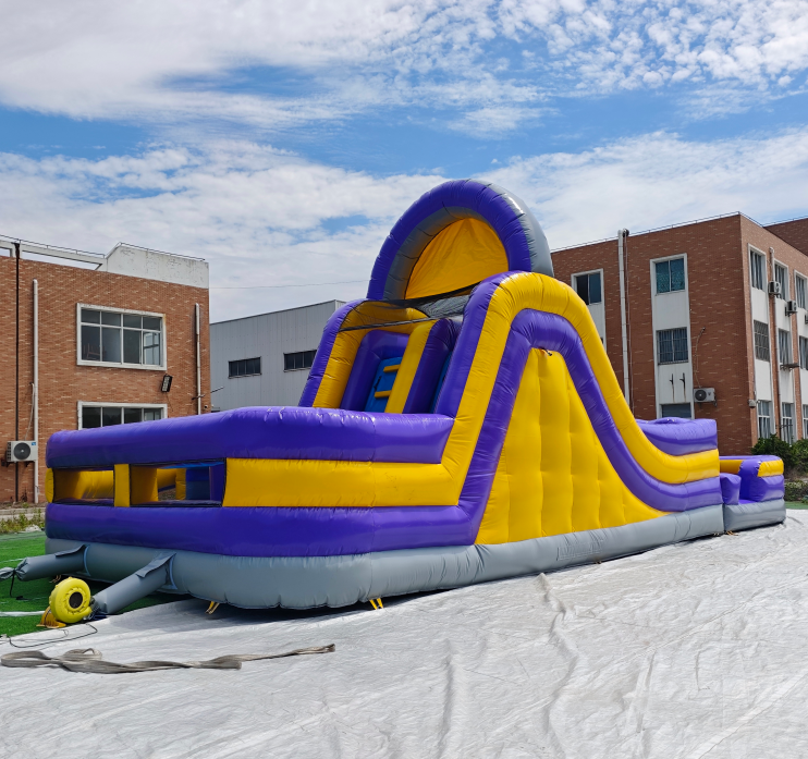 Commercial Outdoor Wet/Dry Slide Combo Inflatable Bouncy Castle Obstacle Course with Pool Inflatable Amusement Park