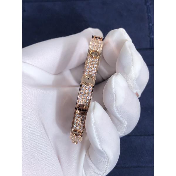 Elegant Gorgeous Factory Made Car Tier 18k Yellow/White/Rose Gold And Natural Diamonds LOVE Bracelet, Diamond-Paved