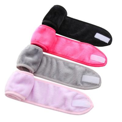 Serviette faite sur commande de Logo Turban Pink Facial Headband pour le maquillage de femmes