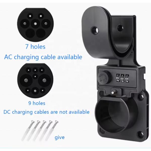 Waterproof IP65 RDC Portable Type2 J1772 Type 1 Evse EV Home Charger Cable Wall Mount Kit Holder Hook For Line