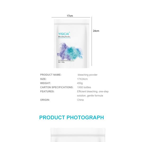 450 g de polvo blanqueador de salón profesional Piaochun, resultado de aclaración de 8-9 niveles, tipo suave bajo en amoníaco, fórmula sin polvo de hierbas verdes