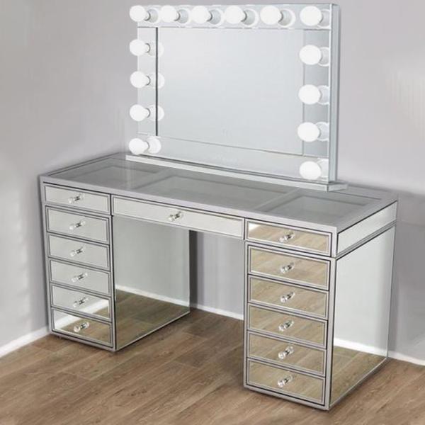 Modern Makeup Vanity Dressing Table Hollywood Mirror MDF Board