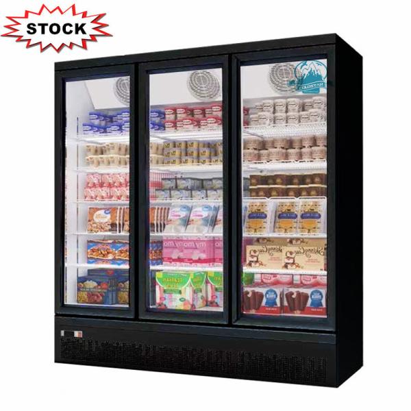 Commercial Freezer 3 Glass Doors Auto Defrost Ice Cream Upright Display Fridge Freezer