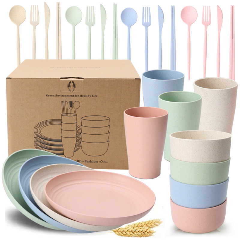 Flatware кухни домочадца 28pcs устанавливает набор Tableware соломы пшеницы ODM