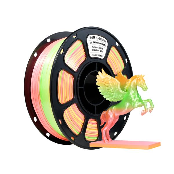 Filament d'imprimante 3D en soie PLA+ 1,75 mm Rouge Orange Vert 1 kg