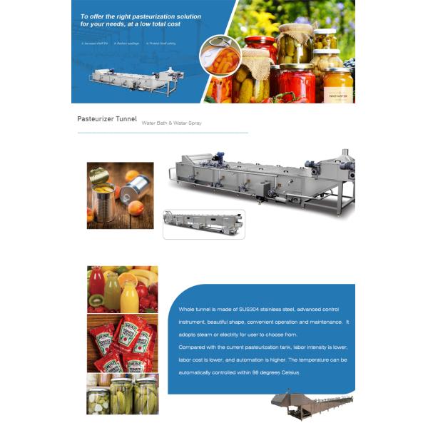 Pasteurizer for Milk Production Line Canned Food etc. Pasteurization Time 6-50min