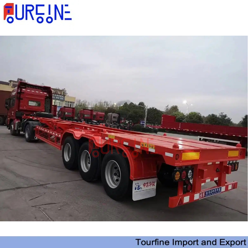 3 Axle Gooseneck Skeleton Container Semi Trailer For 40FT Container Shipping