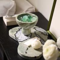 Piedra de lujo Esmeralda Fría Jade Hielo Verde Plato de mármol y tazón para servir la mesa bandeja, bandeja de almacenamiento