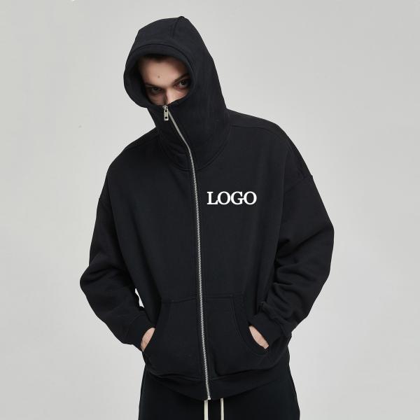 Colarinho de capuz Inverno Calor de algodão Terry bordado Ninja mascarado Hoodie para dias frios