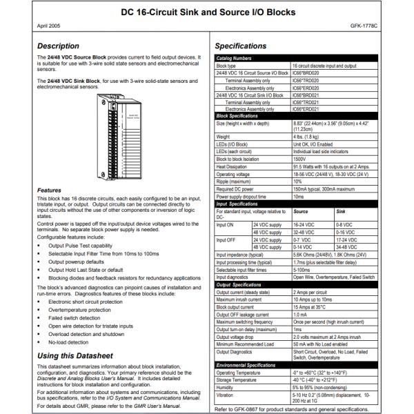 Ckt DC 16 преграждает Plc Fanuc цепей 24/48Vdc Дженерал Электрик источника 16 Dc модуля I/O Ic660brd020