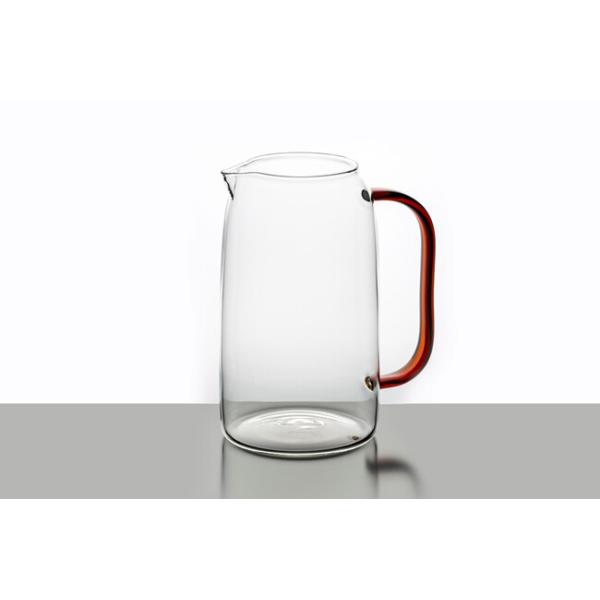 Heat Resistant Borosilicate Glass Water Pitcher 1600ml 56 Oz With Amber Handle