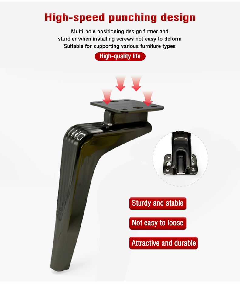 Wholesale Light Luxury Coffee Table Legs Metal Furniture Hardware Support Leg Fittings Sickle-Shaped Sofa Heightening Legs