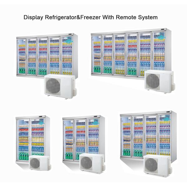 Supermarket Vertical Glass Door Multideck Refrigerated Chiller Showcase