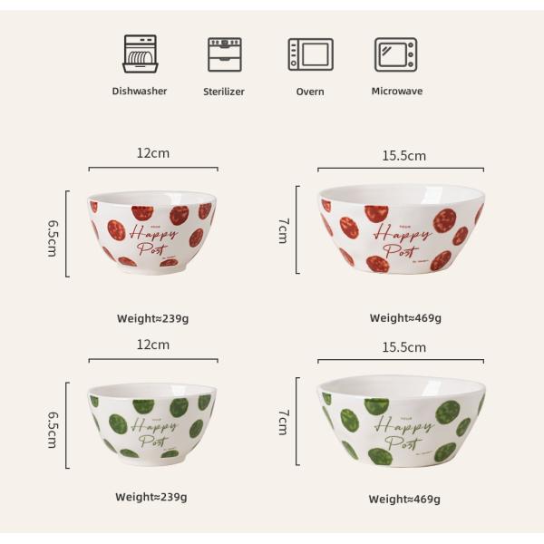 Vintage Design Round Decal Porcelain Cereal Bowls For Party Bulk Salad Ceramic Soup Bowl
