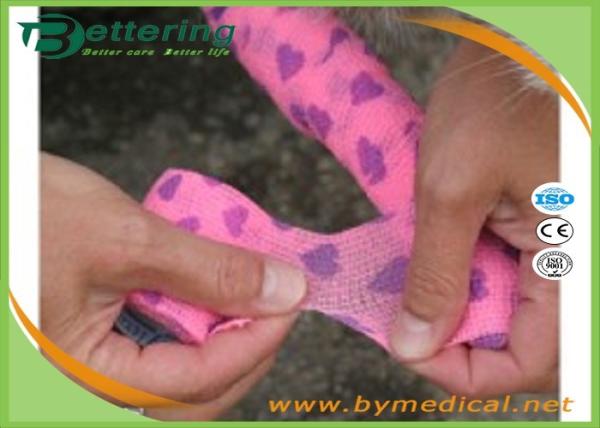 Non Woven Self Adhesive Bandage Roll , Coflex Pink Cohesive Tape For Dog / Cat / Horse