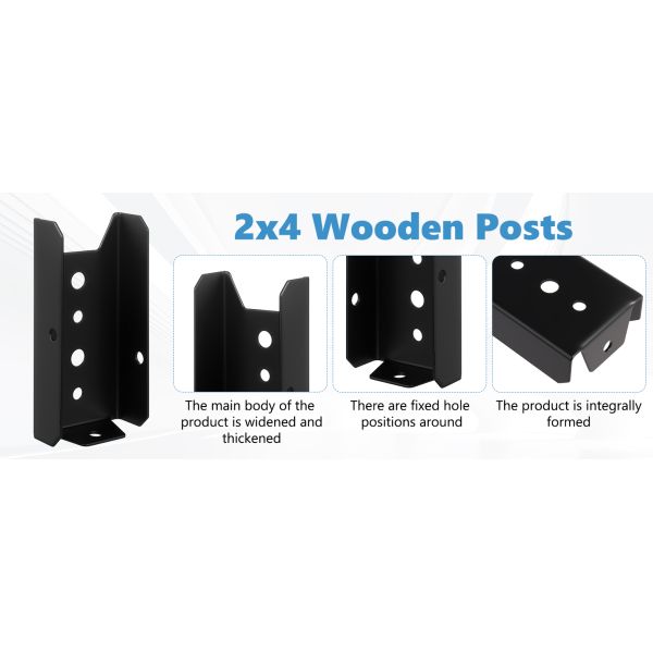 Fence Bracket 8 Packs, Galvanized 2x4 Brackets for Wood Rail, Fence Bracket Repair Kit