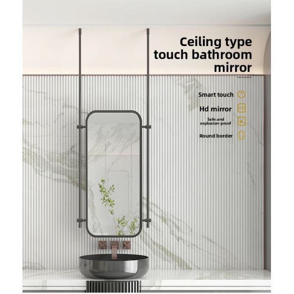 Modern European Intelligent Stainless Rectangle Frame Makeup Creative Hotel Apartment Washroom Hanging Floating IP44 Touch