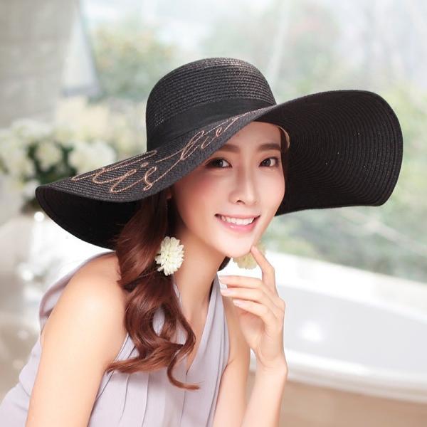 AK17519 Wide brim sunny beach paper straw hats with letter in stock , promotion