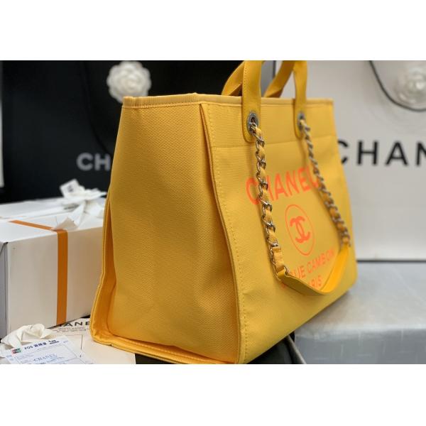 Yellow Beach Denim Luxury Canvas Bag For Travel Shopping