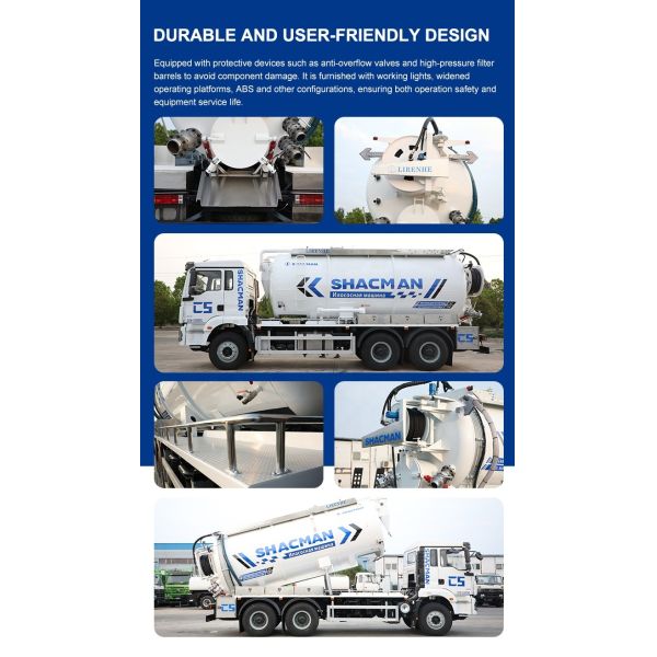 Shacman 6X4 Vacuum Sewage Suction Truck Combined Sewer Jetting Truck 8m3