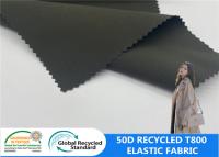 50D 100% reciclou a tela elástica impermeável da jaqueta plástica do estiramento do poliéster da tela T800 da garrafa