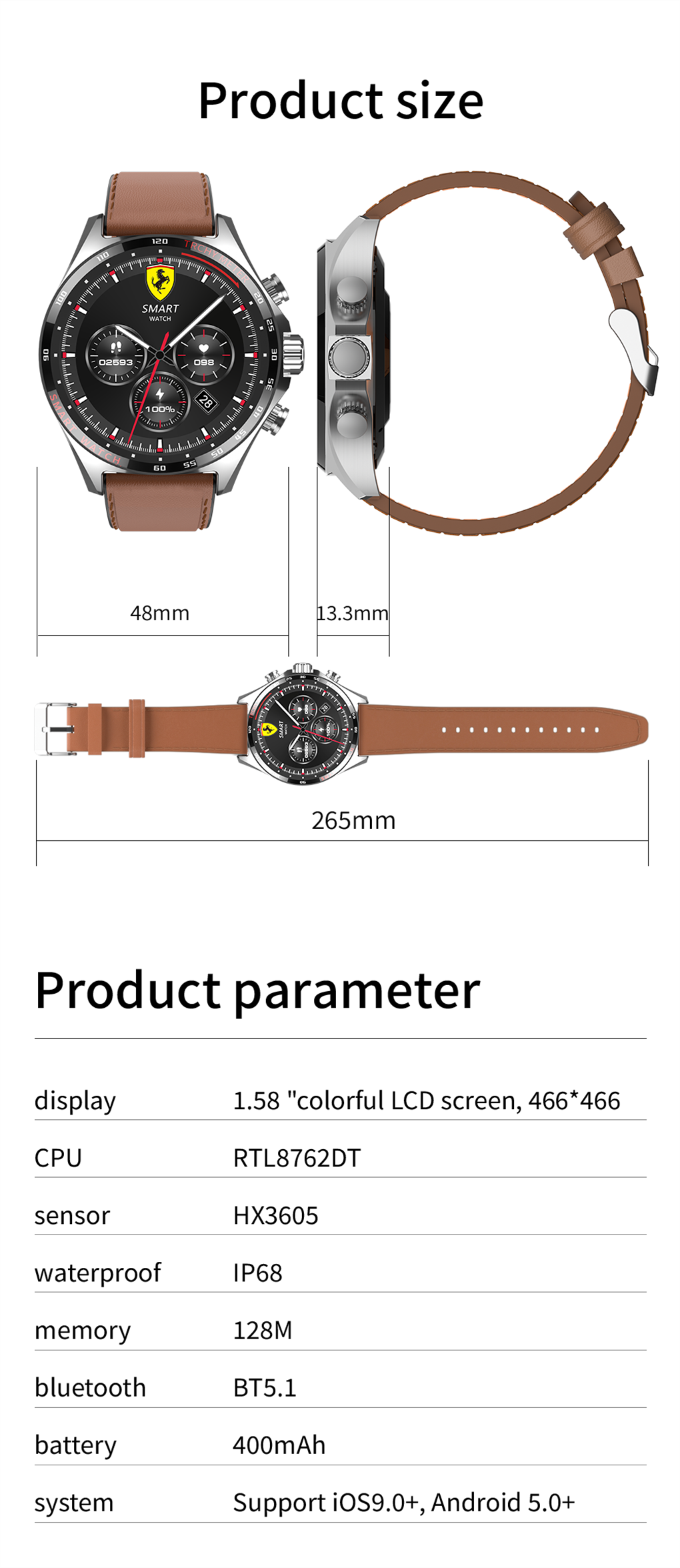 Eraysun Mens Smart Watches Hombre HD Display with Multiple Sports Healthy Monitoring Support NFC Digital Watches