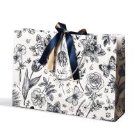 Bolsas de papel personalizadas de luxo com impressão CMYK personalizada e alça de arco