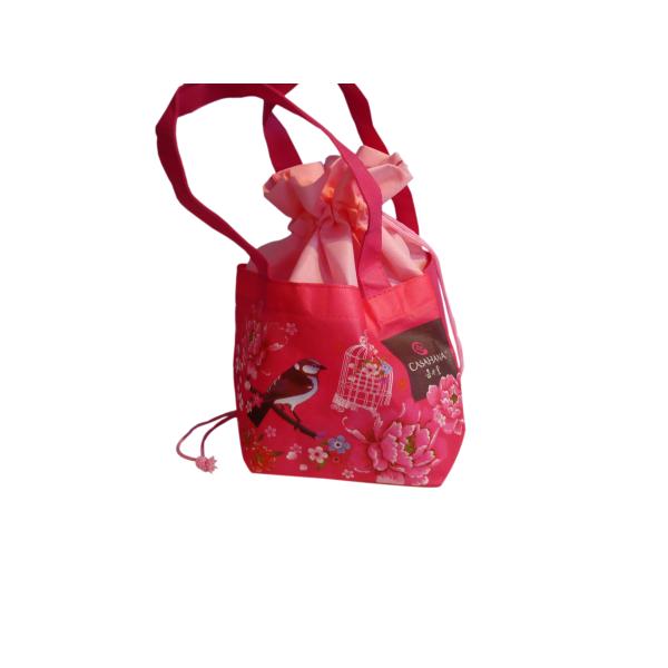 Red / Black / Purple 75g Non Woven Drawstring Bag, Recycled Fabric Carry Bag