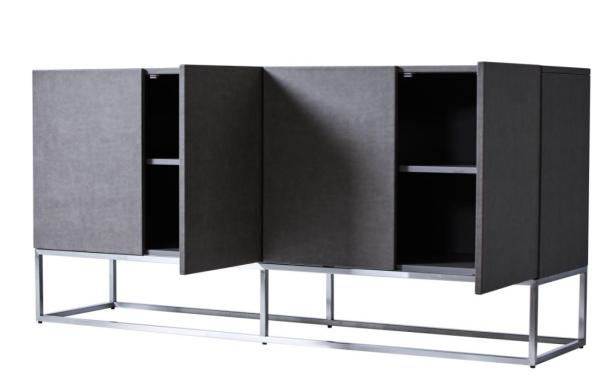 Grey Veneered Panels Hotel Room Dresser With Metal Base