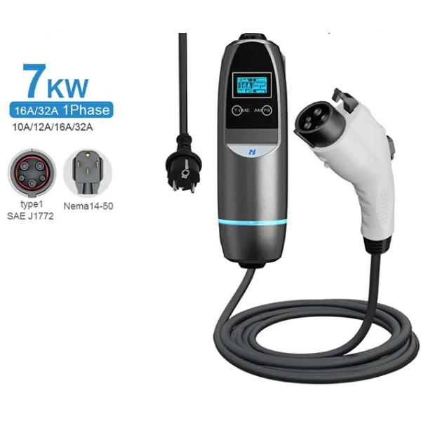 Cargador portátil material de la PC EV del ABS con tipo 1 de 0.5mΩMax 16A 32A 40A