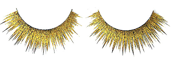 Synthetic Hair Glitter Yellow False Eyelashes Dramatic , Twinkle Eyelashes