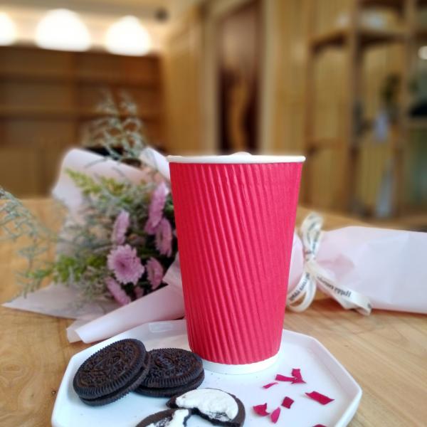 Coffee Paper Cups 12OZ Double Wall Disposable Customized Printed Ripple Kraft Cup