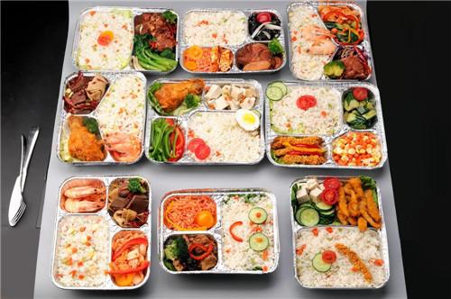2-compartment lunch box Wholesale Eco- friendly takeaway packaging containers aluminium foil tray food packaging