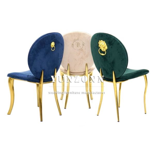 Wholesale Dining Room Furniture Nordic Velvet Green Luxury Gold Stainless Steel Base Hotel Fabric Dining Chair